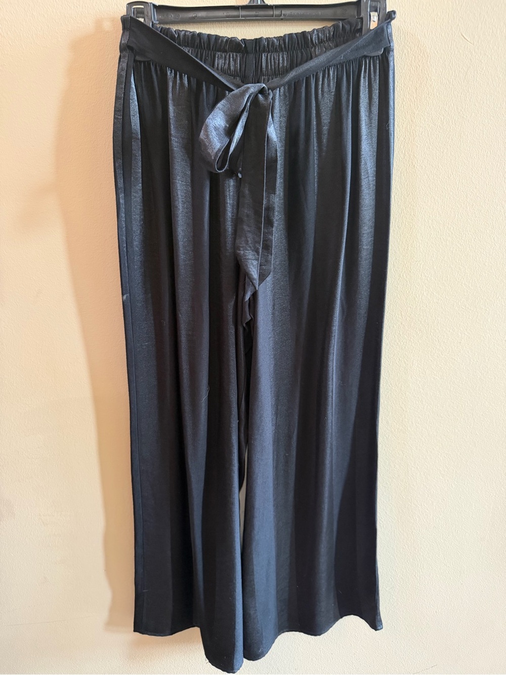 Victoria's Secret Black Satin-Look Wide Leg Drawstring Pants